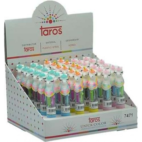 Taros Unıck Color Unicorn İşıklı Kısa Çoklu Tükenmez Kalem