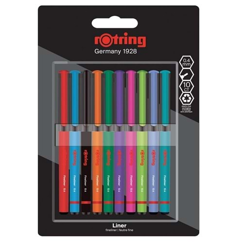 Rotring Fineliner 0.4 Mm 10 Lu Set