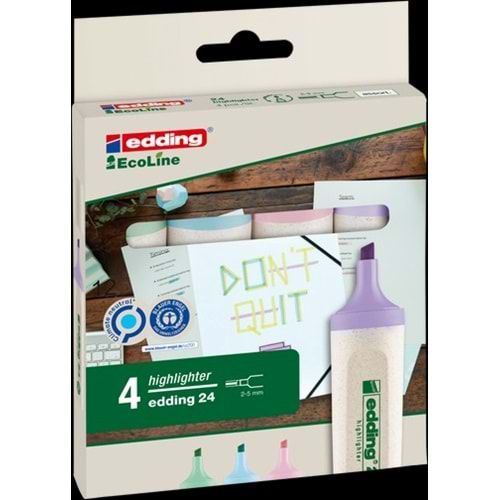 24 Ecoline Pastel Fosforlu 4 Lü Set