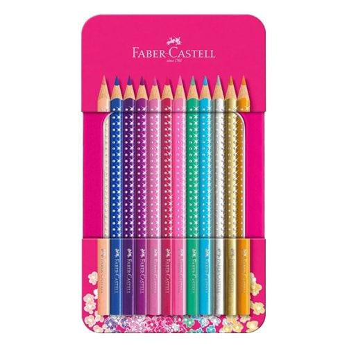 Faber Castell Kuru Boya Kalemi Sparkle Metal Kutu Pembe 12 Li