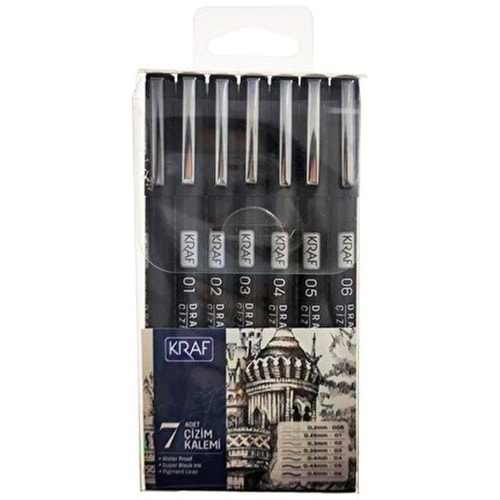 Kraf Drawing Pen- Çizim Kalemi 222 7 Li Set