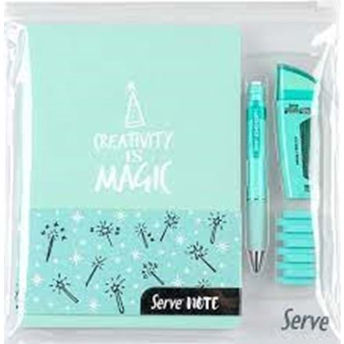 Serve Defter Seti Desenli Nane Yeşili