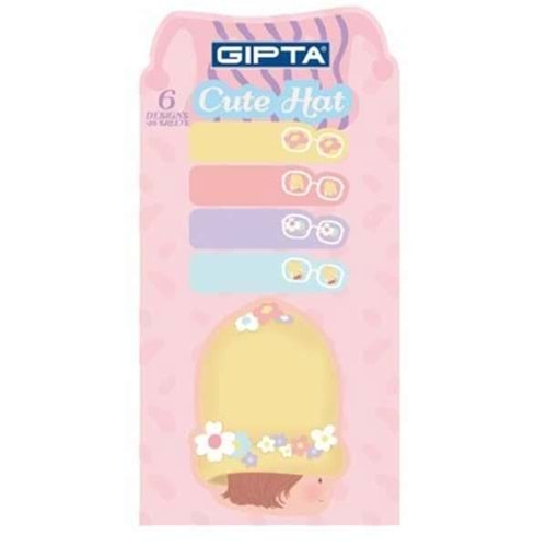 Gıpta Yapışkanlı Not-Cutehat 5 Prç. K.Ayraçlı Desenli