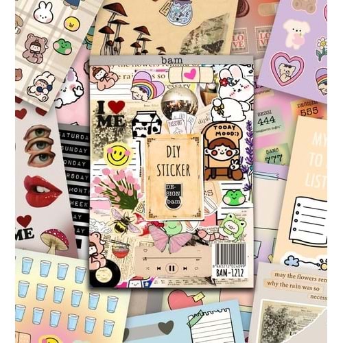 Vintage My Dıy Sticker Book 24x17cm 16 Syf Özel Tasarım Rengarenk Sticker Kitabı