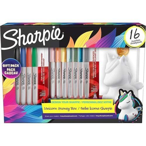 Sharpie Permanent Set Fine 16 Lı Kumbara Hediyeli Tek Boynuz