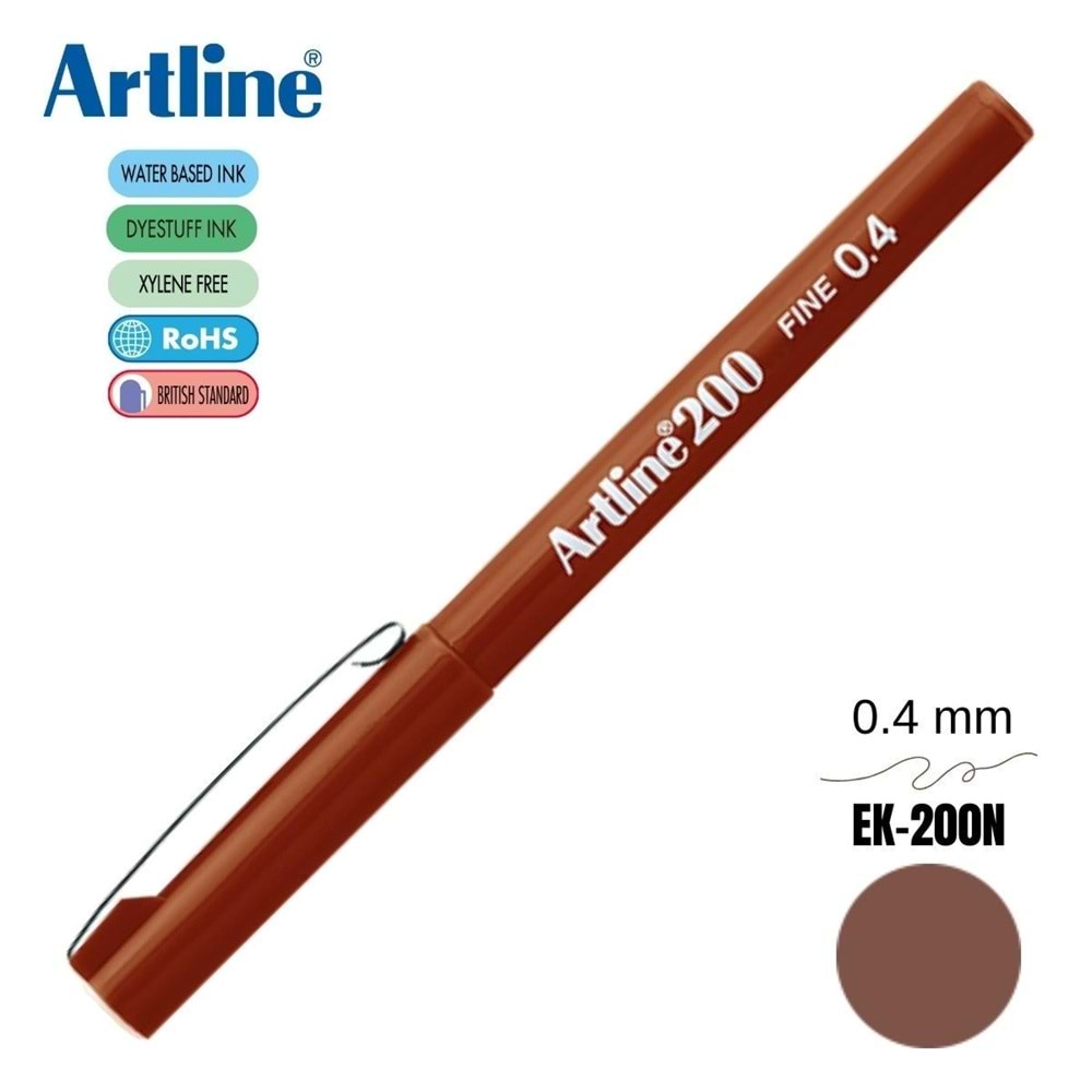Artline 200N Fine Keçe Uçlu Yazı Kalemi Uç:0,4Mm Kahverengi