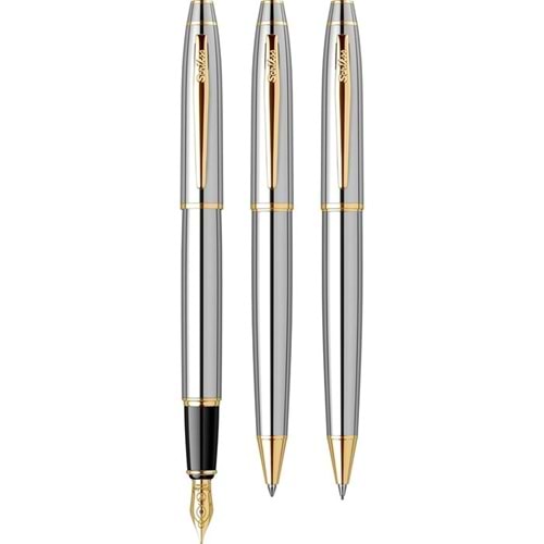 Sckrikss 35 Dolmakalem - Tükenmezkalem - Versatil Üçlü Set Gold Krom
