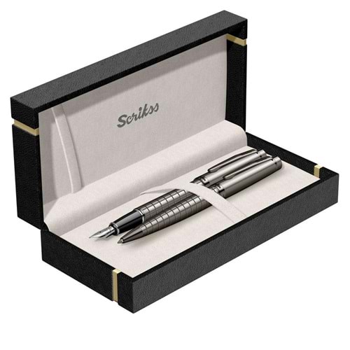 Sckrikss 38 Dolmakalem - Tükenmezkalem İkili Set Karbon Gri