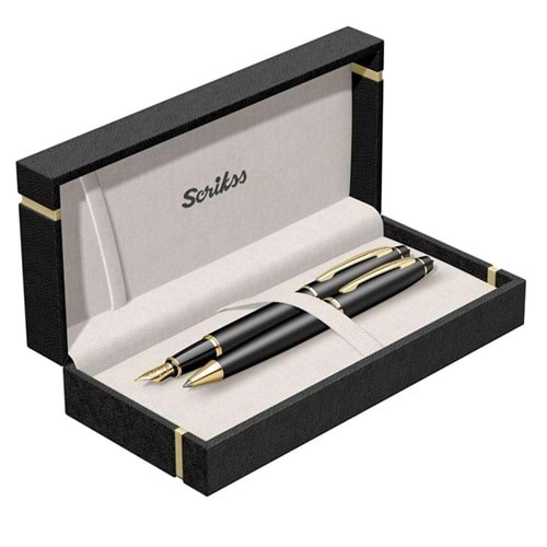 Sckrikss 35 Dolmakalem - Tükenmezkalem İkili Set Mat Siyah Altin