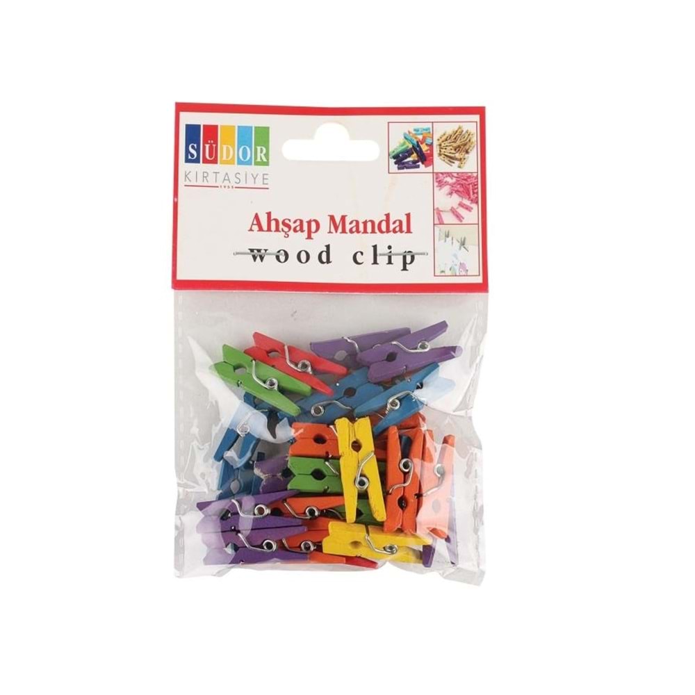 Südor Ahşap Mandal Büyük 3,5 Cm 20 Lirenkli