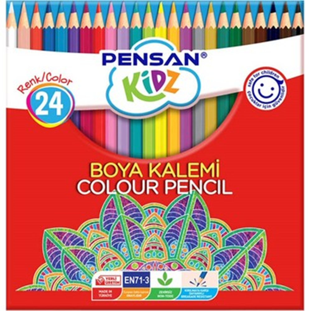 Pensan Kidz Kuruboya 24 Renk Tam Boya Kalemi