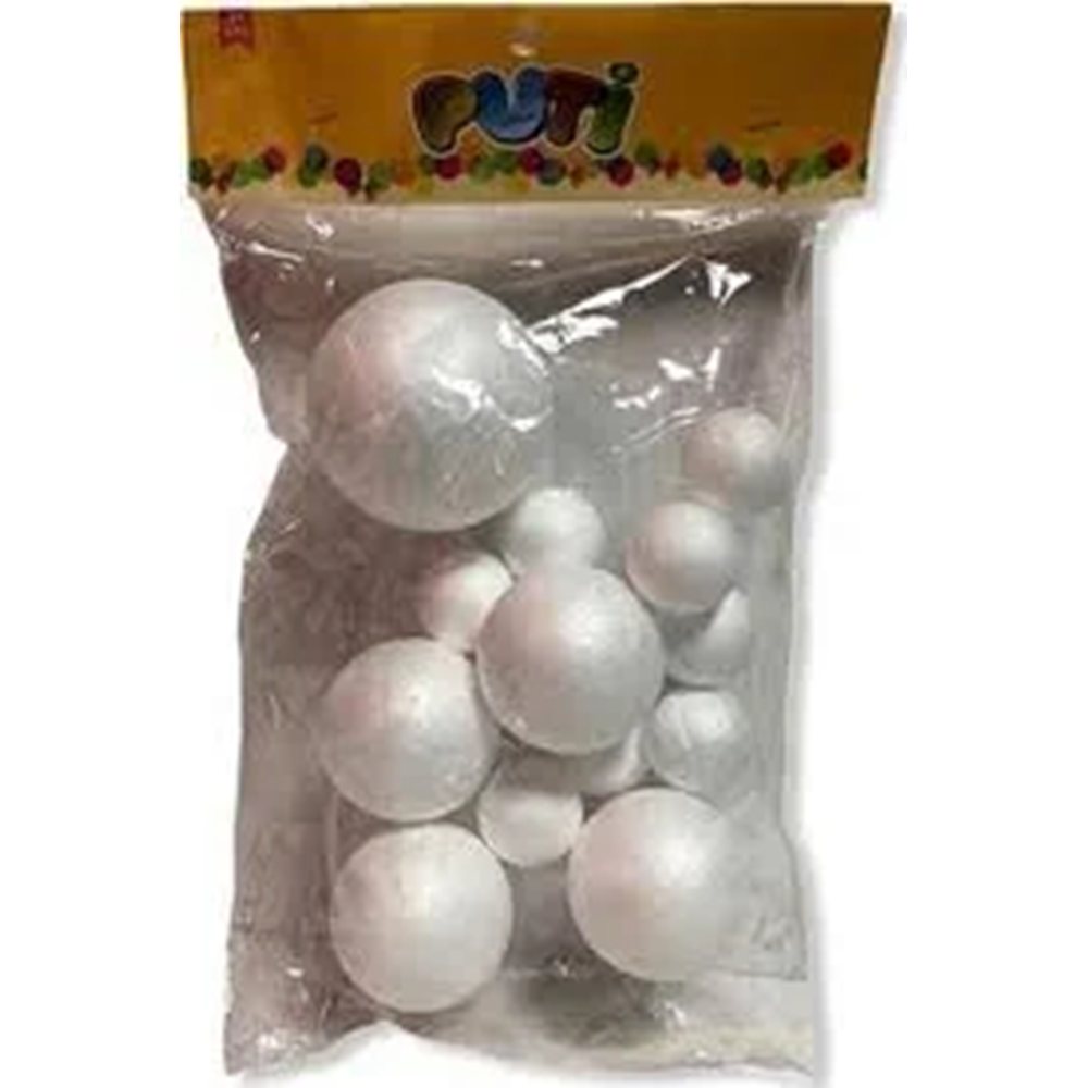 Puti Karışık Köpük Top-6,5cm 1 adet 5cm-4 adet 3cm-8 adet