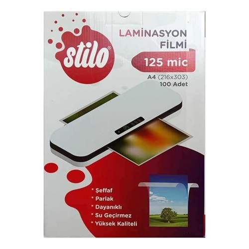 Stilo Laminasyon Filmi A4 125 Mic 100 Lü