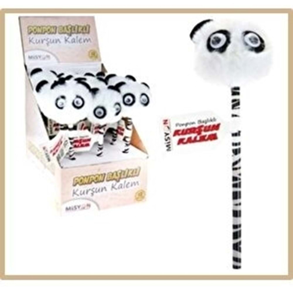 Panda Ponpon Başlıklı Kurşun Kalem