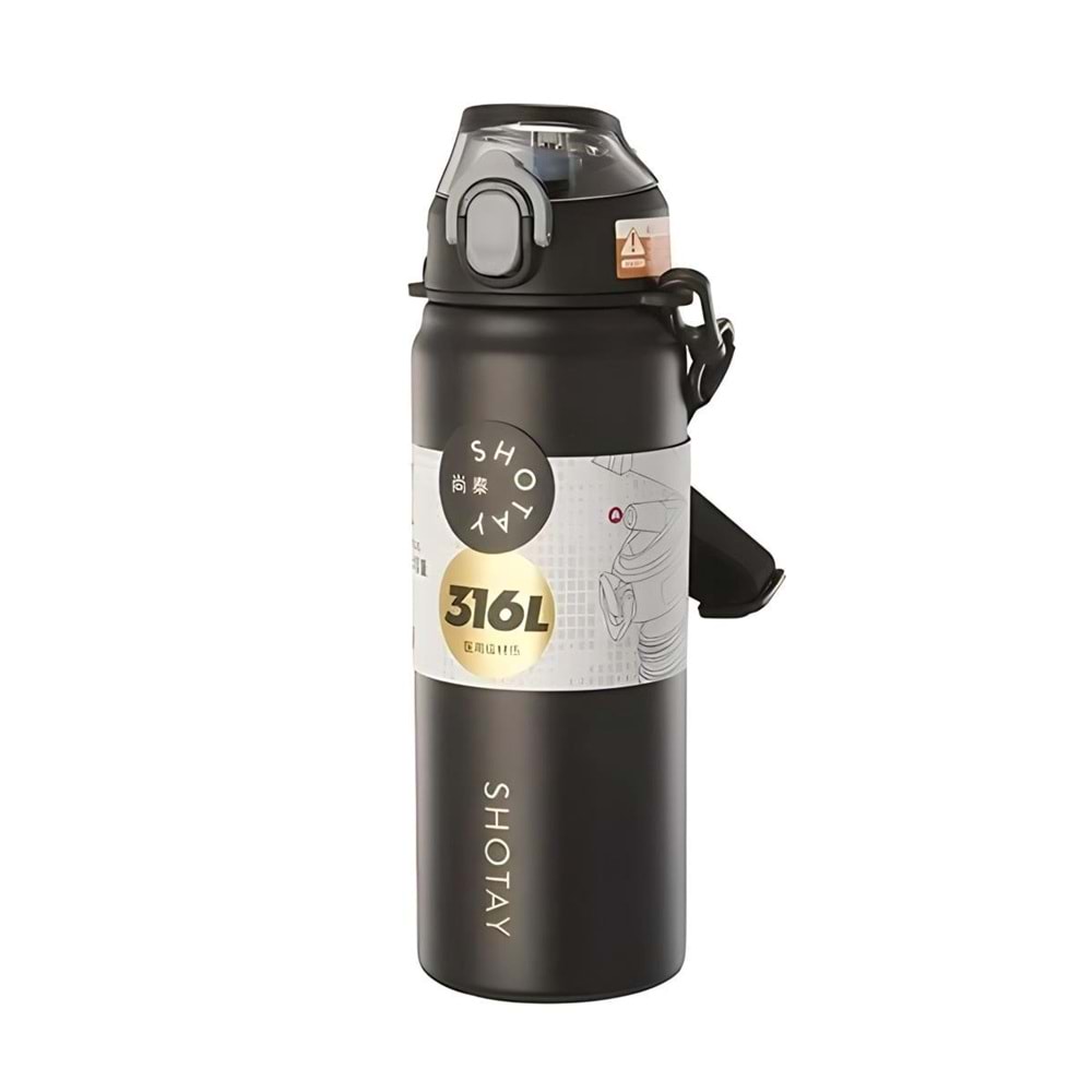 Shotay Şeffaf Kapak Termos Matara 530 Ml. (4 Ass.)