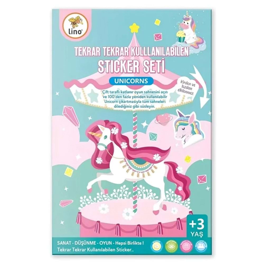 Lino Tekrar Tekrar Kullanilabilen Sticker Seti Unicorns Kar-Ls-402