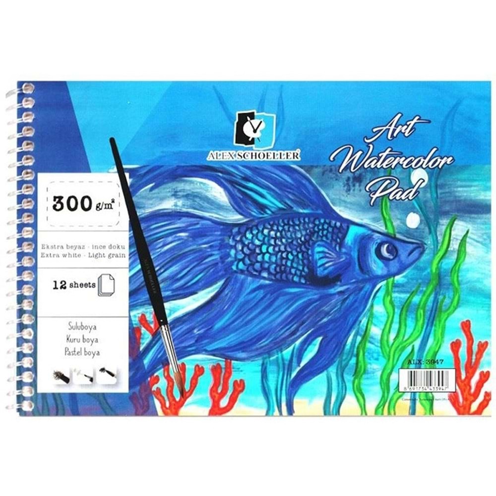 Alex Schoeller Sulu Boya Defteri A3 Art Spiralli 300 Gr 12Li Alx-3923