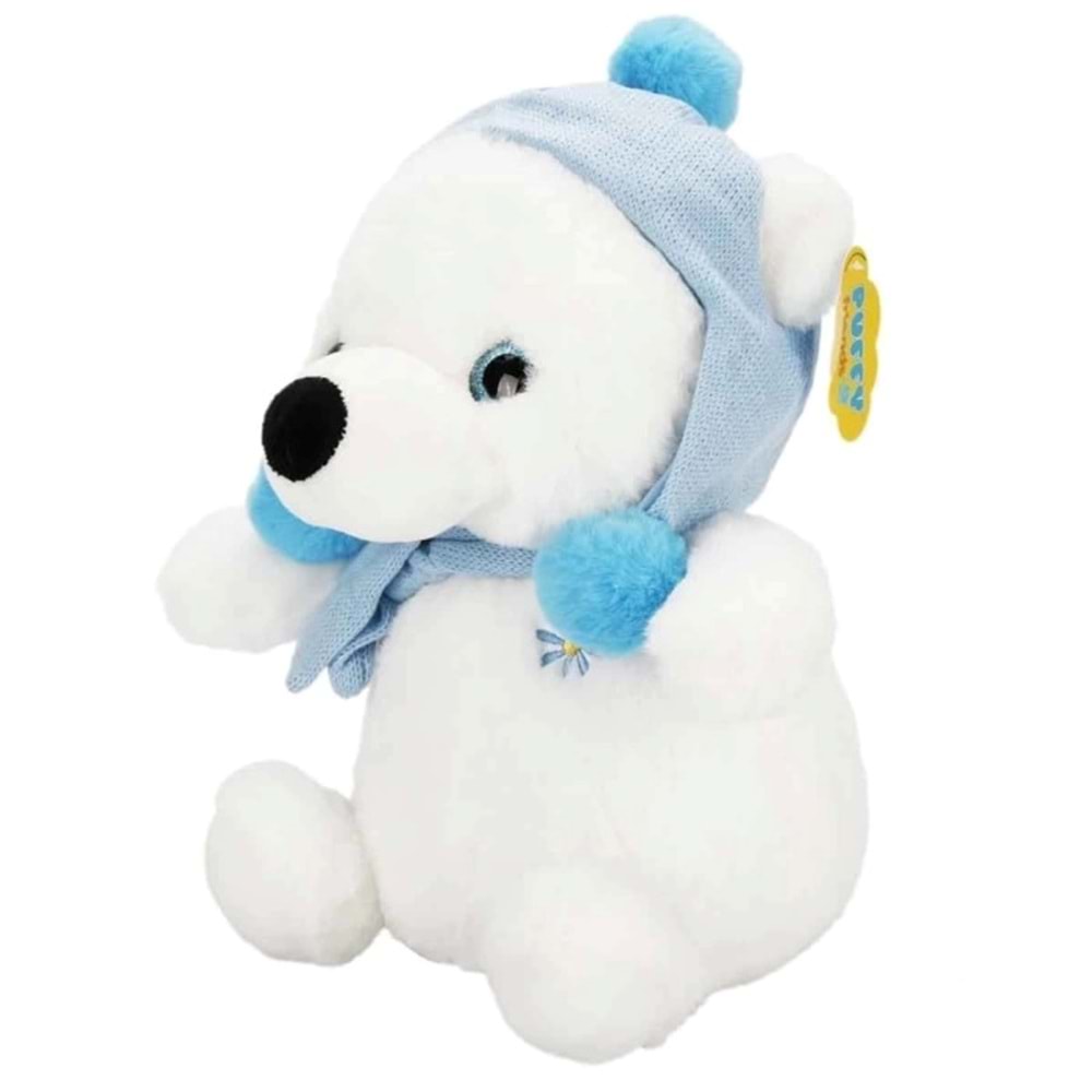 Şapkalı ve Atkılı Peluş Kutup Ayısı 30 cm