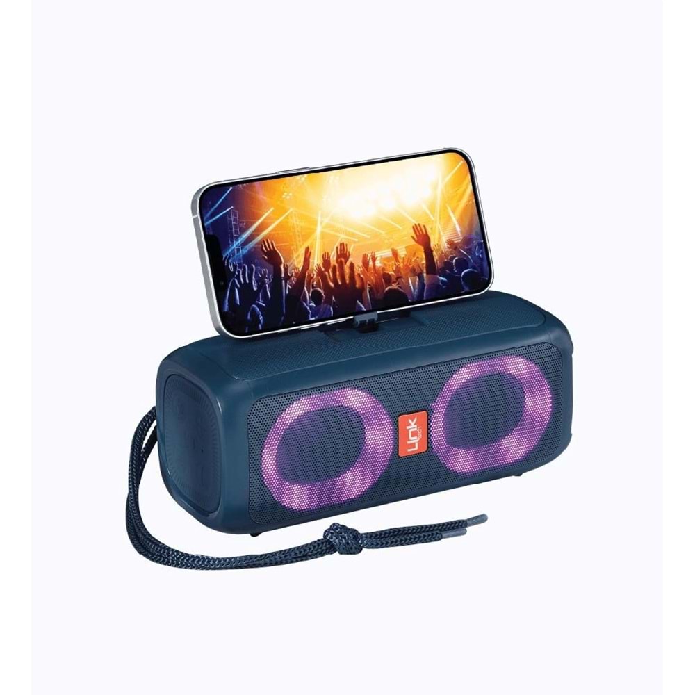 Link-Tech Q218 Mavi 7W 90Db RGB Bluetooth Hoparlör Mobil Standlı